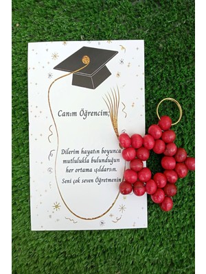 Emtory Home 5 Adet Kırmızı Anahtarlık Mezuniyet Hediyesi - Okul Hediyesi - Yıl Sonu Hediyesi - Öğrenci Hediyesi