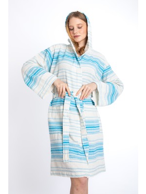 Sensomia Rosa  Pamuklu Peştamal Bornoz Plaj Banyo Duş Deniz Havuz Bornozu