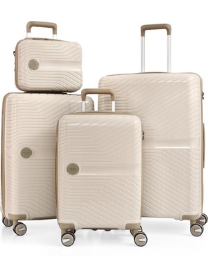 Ççs Ultra Hafif Polipropilen Kırılmaz 4 Lü Valiz Seti + Makyaj Çantası