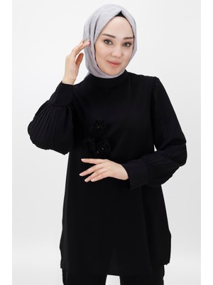 By Coolest Butik 24087 Jessıca Kumaş Kolları Piliseli ve Broşlu Ikili Takım