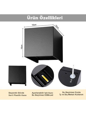 LED Ayarlanabilir Işık Açılı LED Aplik Dış Mekan Cata Bahama 6W Gün Işığı Su Geçirmez Duvar Aplik A