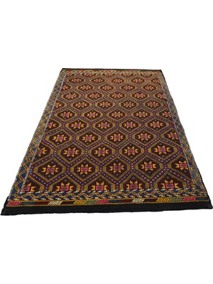 Zehra Abla Halı El Dokuması Yekpare Geometrik Karapınar Yörük Yün Cecim Kilim 4882