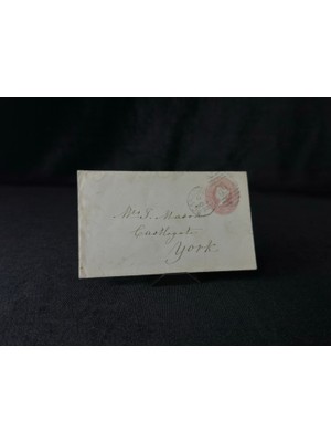 Ephemera Ingiltere Klasik Dönem 1878  Victoria Dönemi Pink Penny Kendinden Pullu Antiye Zarf Postadan Geçmiş