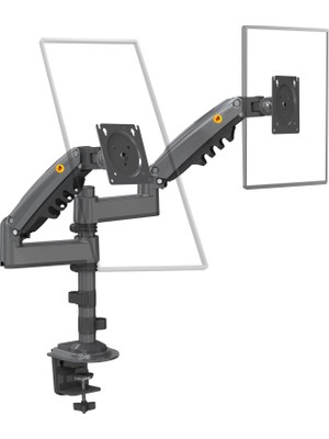 Nb North Bayou North Bayou H180 17"-27" Çift Kollu, 2 Adet Monitör , Amortisörlü, 2-9 Kg, 360° Dönebilen, Yükseklik Ayarlı, Kablo Kanallı, Dikey & Yatay Kullanım, Profesyonel Masa Monte Monitör Kolu