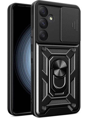 Fibaks Samsung Galaxy A35 Kılıf Kamera Korumalı Sürgülü Yüzüklü Armor Military Tank Koruyucu Kapak