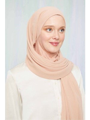 Melodi Scarf Kadın Tesettür Hijab Boneli Şifon Şal Pudra