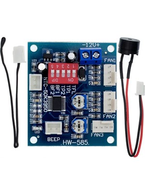 Robiz 3 Kanal Dc 12V 4A Pwm Fan Hız Kontrol HW585 Otomatik Sıcaklık Kontrol Ntc Sensör Buzzer Uyarı Pc