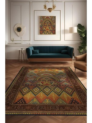 Homshtag Art Deko Vintage Afrikalı Temalı Renkli Halı Etnik Afrikalı Kadın Geometrik Desenli Halı