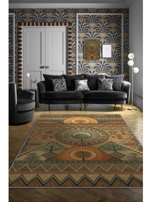 Homshtag Art Deko Vintage Afrikalı Temalı Çok Renkli Etnik Halı Geometrik Desenli Afrika Halısı