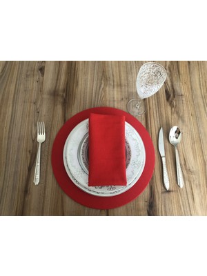 Trend Yuvam Ev Tekstil Ürünleri Kırmızı Supla 33 cm (6 Adet)  (Mdf Dahil)