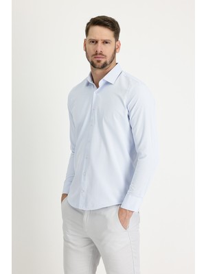 Kiğılı Uzun Kol Slim Fit Dar Kesim Klasik Desenli Pamuklu Kolay Ütülenebilir Gömlek