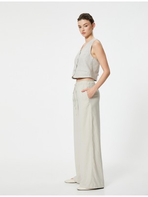 Koton Palazzo Pantolon Beli Lastikli Kesim