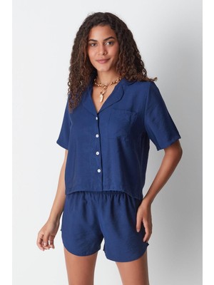 C&city Kısa Kol Gömlek Şort Takım 9148 Lacivert