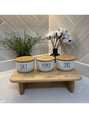 Sade Hediye 3lü Cam Bambu Kapaklı Salt/pepper/spice Kavanozu