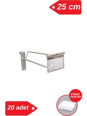 Manken İstanbul 25 cm - 20 Adet Galvaniz Etiketli Tel Pano Kancası Raf Askısı