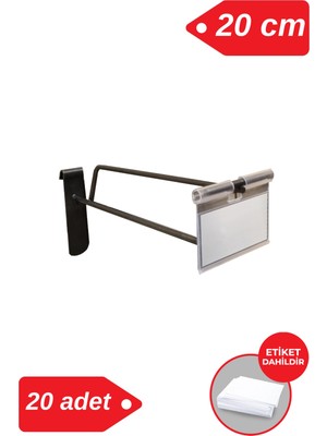 Manken İstanbul 20 cm - 20 Adet Siyah Etiketli Tel Pano Kancası Raf Askısı