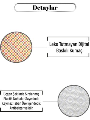 MarkaEv Çok Renkli Kare Desen Dijital Baskılı Zenit Kilim