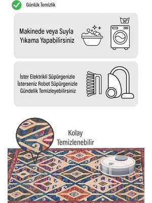 MarkaEv Sulu Boya Temalı Geometrik Desen Dijital Baskılı Zenit Kilim