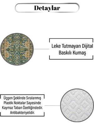 MarkaEv Yeşil Temalı Otantik Desen Dijital Baskılı Zenit Kilim