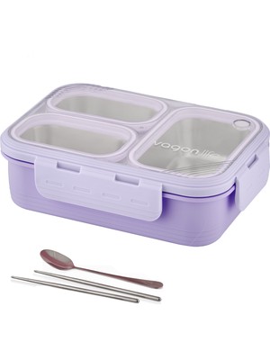 Vagonlife Lunch Box 620 ml Tek Kat Üç Bölmeli Metal Kaşıklı Yeni Nesil Sefer TASI-FFLBOX7097