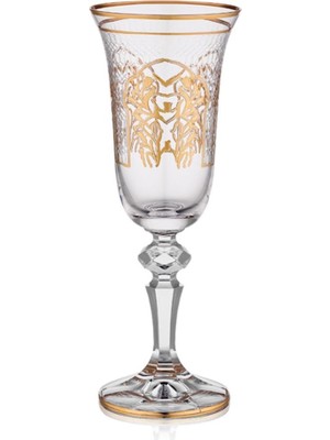 Decorium Florance 24 Ayar Altın Yaldızlı 140 ml 6 Parça Flüt Cam Şampanya Kadehi 9-01020007