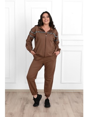 Koza Kadın Sim Detaylı  Büyük Beden Eşofman Takımı 3671-23