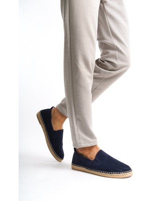 Mubiano Summer Mubiano Hakiki Deri Summer Erkek Jüt Taban Lacivert Süet Espadril & Loafer -MSSR1120-LCV