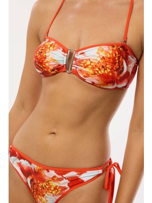 Ayyıldız 4638 Koral Desenli Straplez Bikini Takımı