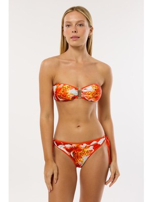 Ayyıldız 4638 Koral Desenli Straplez Bikini Takımı