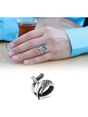 Gümüş Hediye Al Zülfikar’dan Keskin Kılıç Hz. Ali’den Başka Yiğit Yoktur Yazılı 925 Ayar Gümüş Erkek Zülfikar Yüzük