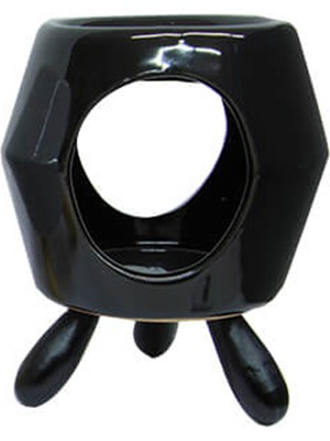 Modern Tasarım Ahşap Ayaklı Siyah Renkli Seramik Buhurdanlık