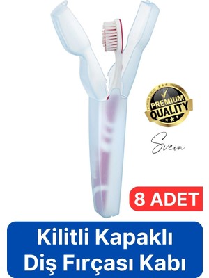 Svein 8 Adet Diş Fırçası Taşıma Kabı Fırçalık Seyahat Saklama Kutusu Hijyenik Pratik Taşınabilir Kılıf