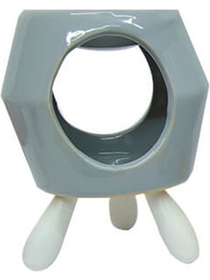 Modern Tasarım Ahşap Ayaklı Gri Renkli Seramik Buhurdanlık