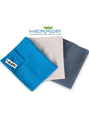 Safir Wermoplast 3'lü Mikrofiber Temizlik Bezi, Cam, Araba, Mutfak, Fiber Temizleme Bezi (40X60cm)