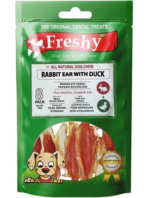 Freshy Rabbit Ear Whit Duck Ördek Eti Kaplı Tavşan Kulağı 100 gr 8'li