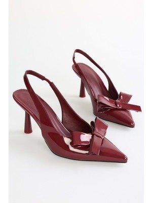 Shoeberry Kadın Fiorella Bordo Rugan Fiyonk Detay Stiletto