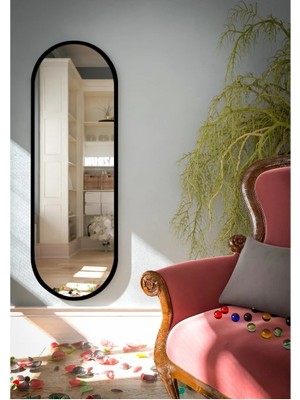 Tarz Design Nysamo Siyah Oval Dekoratif Boy Duvar Aynası 50X150 cm