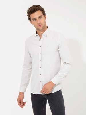 Cacharel Erkek Taş Slim Fit Uzun Kollu Gömlek 50256919-VR049