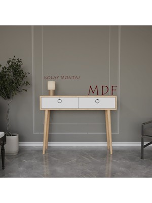 Nidage Mdf Çift Çekmeceli Dresuar Iskandinav 110 cm Çekmeceli Beyaz Iskandinav 2 Yıl 85 cm