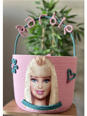 Zuviel Deco 35X30 El Yapımı Tasarım Barbie Oyuncak Sepeti, Kirli Sepeti, Çok Amaçlı Sepet, Düzenleyici Pembe / Tek Ebat