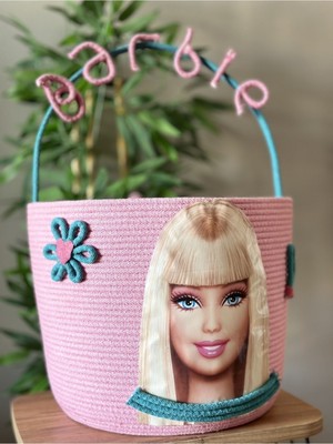 Zuviel Deco 35X30 El Yapımı Tasarım Barbie Oyuncak Sepeti, Kirli Sepeti, Çok Amaçlı Sepet, Düzenleyici Pembe / Tek Ebat