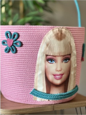 Zuviel Deco 35X30 El Yapımı Tasarım Barbie Oyuncak Sepeti, Kirli Sepeti, Çok Amaçlı Sepet, Düzenleyici Pembe / Tek Ebat