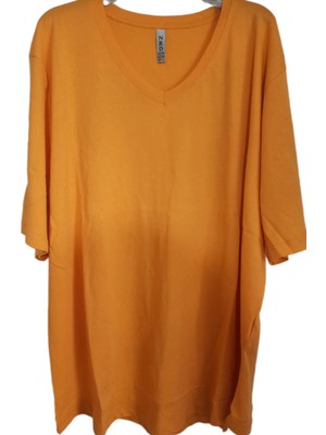 El@Ma Kadın Düz Renk V Yaka Sarı Kompakt Büyük Beden Bluz