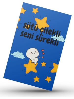 Hediye Vakti Sütü Çilekli Seni Sürekli Ahşap Poster