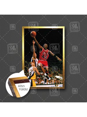 SML Tablo Michael Jordan Art Chicago Bulls Basketbol Nba Kırmızı Forma Çerçeveli Dikey Kanvas Tablo