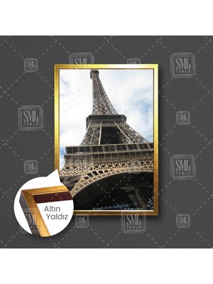 SML Tablo Paris Eyfel Kulesi Dekoratif Şehir City Manzara Eiffel Tower Çerçeveli Dikey Kanvas Tablo