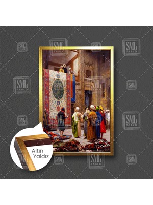 SML Tablo Osmanlı Halı Tüccarı Jean Leon Gerome Çerçeveli Dikey Kanvas Tablo