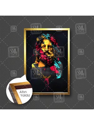 SML Tablo Zeus Heykeli Art Yunan Mitolojisi Dekoratif Modern Çerçeveli Dikey Kanvas Tablo