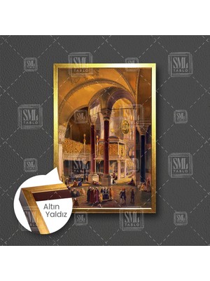 SML Tablo Eski Ayasofya Cami Osmanlı Zamanı İstanbul Dekor Çerçeveli Dikey Kanvas Tablo