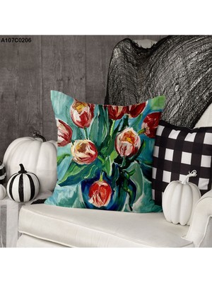 A2ZTR Kırlent Kılıf Çift Tarafı Baskılıdır Süet Kümaş